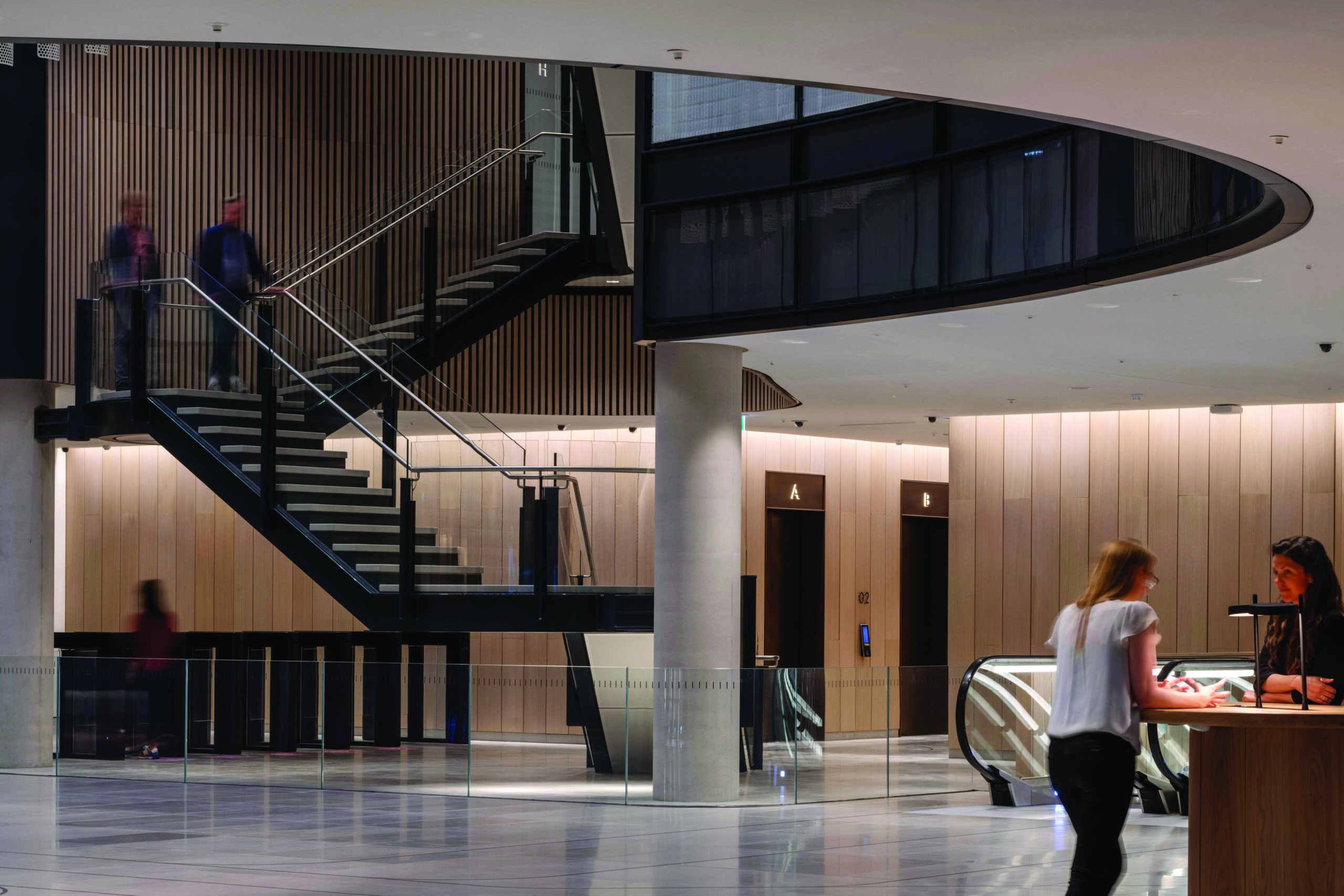 Atrium staircase and lift lobby 100 Liverpool Street London United Kingdom Architect Hopkins Architects Partnership LLP 2021 - BRE Group Events